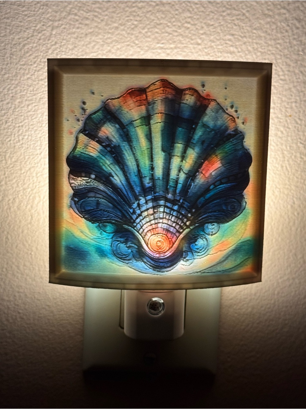 Sea Shell Night Light Wall Decor - Blue Multicolor